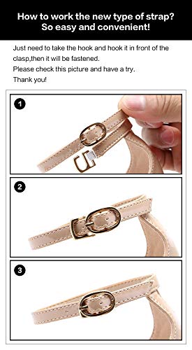 Nude Heels for Women, Open Toe Ankle Strap Chunky Block High Heel Dress Sandals for Wedding Party Office(Nude38) - Image 3