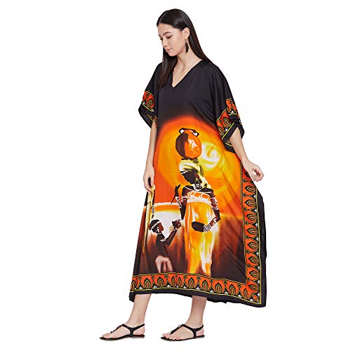 Image of Oussum Plus Size Kaftan Dresses for Women, Polyester Summer Caftan Cover Up Maxi Beach Dress, 1X-3X