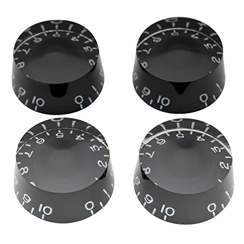 Musiclily Pro Imperial Zoll Gitarre Knöpfe Zylinder Potiknöpfe Speed Knobs für USA Les Paul Style E-Gitarre, Schwarz (4er Set)