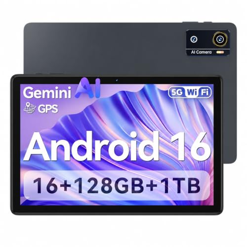 Tablet 10 Zoll Android 16 Octa-Core Tablet 16GB RAM + 128GB Tablets mit Tastatur Maus & Stift Gesichtsentsperrung 1280x800 HD 7000mAh WiFi… – Ansicht 1