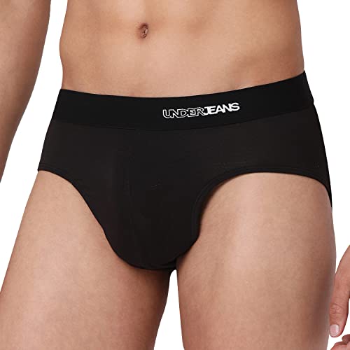 Image of Underjeans Men Black Cotton Blend Brief