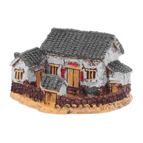 Abaodam Miniatur Gartenhaus Weißes Cottage Modell für Landschaft Dekoration Realistisches Vintage Dorfhaus mit Detailreicher Verarbeitung Vielseitig für Schreibtisch und Regal Rustikaler