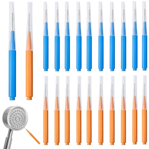 Image of CREATCABIN 40Pcs 2 Colors Showerhead Cleaner Brush Shower Head Cleaning Picks Plastic Tiny Small Colorful Assorted Non Clogging Brushes Tools Accessories for Bathroom Small Holes Gap Nozzles