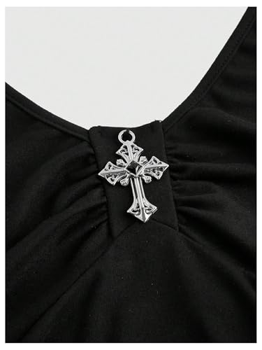 Women's Plus Size Y2k Halter Backless Mini Dress Flowy V Neck Tie Back Ruched A Line Grunge Punk Short Dresses4