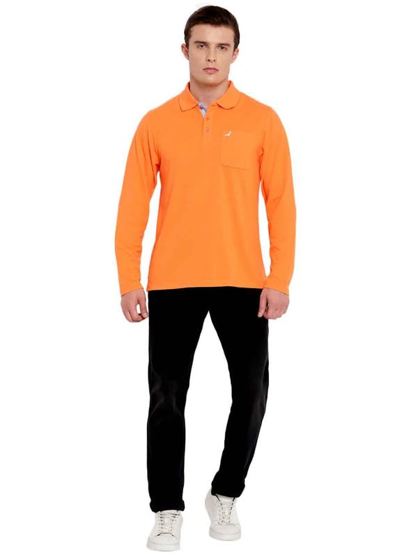 Image of AMERICAN CREW Full Sleeves Polo Collar T-Shirt with Pocket for Men