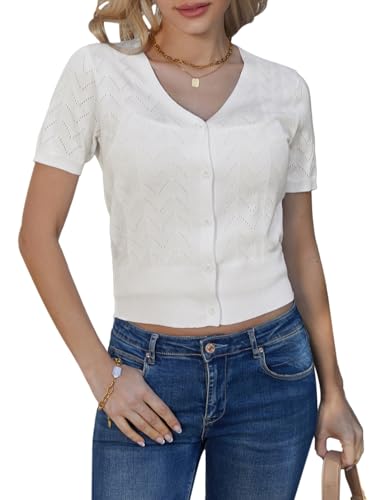 GRACE KARIN Women’s Short Sleeve 2024 Cropped Cardigans Button Down