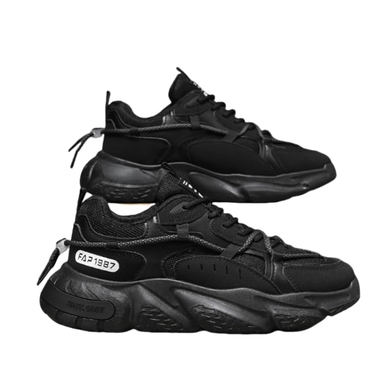 Men's Casual Sports Running Shoes, Breathable Low-Top Sneakers with Lace-Up Closure, PU Upper and Fabric Lining - All Seasons