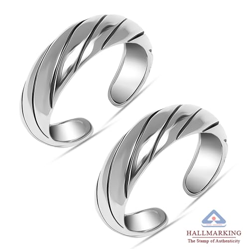 Image of TRUESILVER ACPL 925 Sterling Silver BIS Hallmarked Toe Ring for Women | Adjustable Open Band |Hypoallergenic, Elegant & Comfortable Jewellery Gift for Mom, Anniversary, Birthday & Wedding