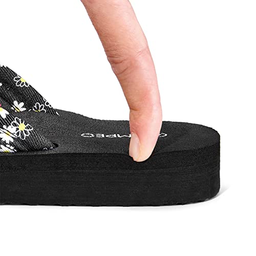 Ampeo Women's Arch Support Flip Flops Comfortable Casual Summer Beach Thong Flip-Flops,Black Floral,Size 7 #TOP3