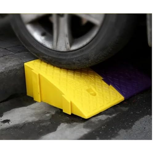 Alfombra para rampa de coche, alfombra para rampa de escalón, pendiente alta de plástico resistente para bordillos, alta capacidad de carga, fijación tipo clip para instalación fácil (amarilla, 25 x 27 x 11 cm) miniatura 3