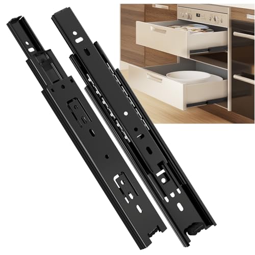 SHUHANG 5 Pair Full Extension Drawer Slides 10 12 14 16 18 20 22 24 Inch 100 lb Load Capacity Side Mount Ball Bearing Rails Cabinet Dresser Glides