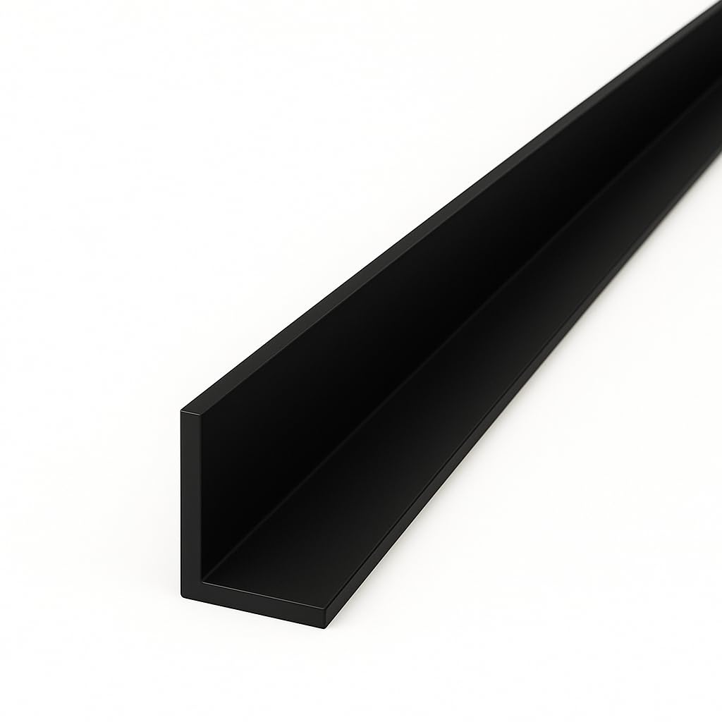 Black 1 Metre UPVC Plastic Rigid Angle 50 x 25mm Corner Cover Trim 90 Degree