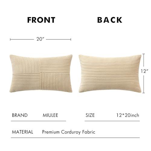 Image of MIULEE Natural Beige Decorative Lumbar Throw Pillow Covers 12x20 in 2 Pack