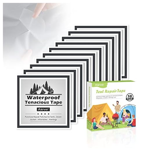 AIEVE Cinta De Reparación De Carpas,10 Piezas De Parches De Reparación De Carpas, Kit De Reparación Impermeable para Carpas, Toldos, Piscinas Inflables, Cama, Barcos, Castillos, Kayak