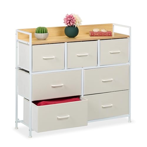 Comparativa de cómodas recibidor ¡Las 7 mejores! 25 Relaxdays Cómoda 7 Cajones, 85 x 100 x 30,5 cm, Mueble Recibidor,...