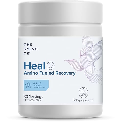 The Amino CO. - Heal - Post Workout Recovery Drink with Pure Eaa Amino Acid Formula -Creatine Monohydrate Powder for Efficient Muscle Repair, Vegan, and Keto-Friendly with Vanilla Flavor - 10.58oz.