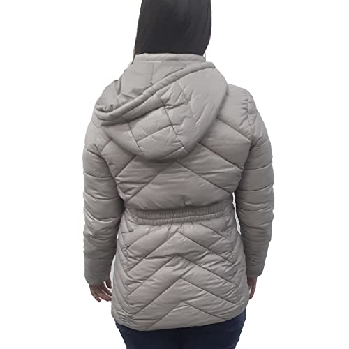 Casaco Feminino Médio De Nylon Com Capuz Jfni80581 CAPPUCCINO G