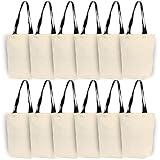 Azuca Natural Canvas Tote Bags 6 oz with Bottom Gusset for Crafts, Shopping, Groceries, Books,...