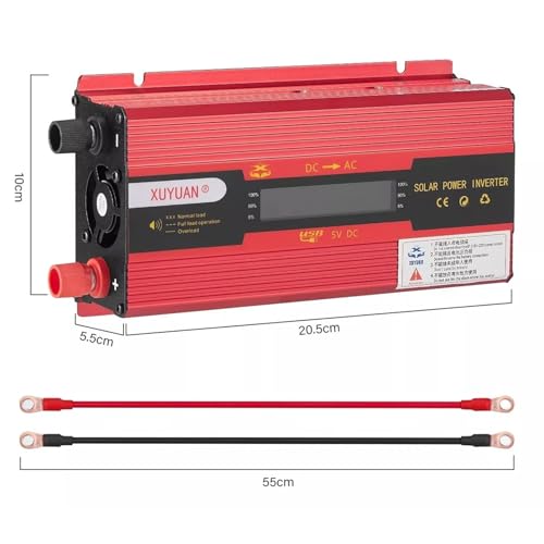 LuxLam Inversor de Potência Solar 4000W, 12V para 220V, Onda Senoidal, Conversor com Visor LED