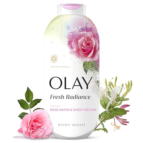 Olay Body Wash for Women, Fresh Radiance, 24/7 Skin-Loving Freshness, Visibly Radiant, Plant Based Cleansers, Vitamin B3 & Antioxidant Blend, All Skin Types, Rose Water & Sweet Nectar Scent, 22 fl oz