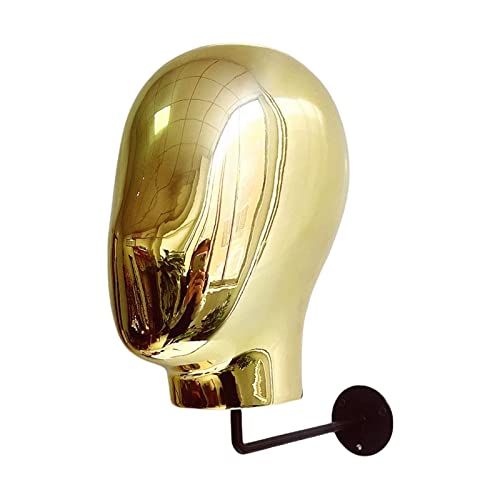 Harilla Hat Rack Mounted, Head Vintage Style Decorative Organizer Display Stand Holder for Wig Styling Hats Helmet Caps, Gold