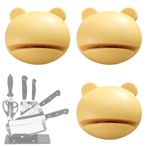 Image of 3PCS Compact Knife Sharpener for Kitchen Use, Small Sharpening Tool with Non Slip Base for Household Cooking and Food Preparation(Yellow,B,F)