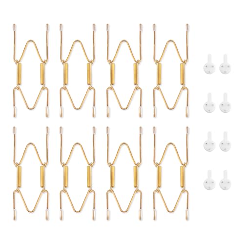Bilillo 8 Pack Plate Hangers for The Wall, Suitable for 4-5 inch Art Plate, Stainless Steel Invisible Heavy Duty Wire Plate Holder with Wall Hooks, Plate Hangers for Displaying Plates, Platter, Dish