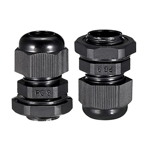 Uxcell 21Pcs Pg9 Cable Gland Waterproof Connector Plastic Wire Glands Joints Black For 4-8Mm Dia Wires #TOP12