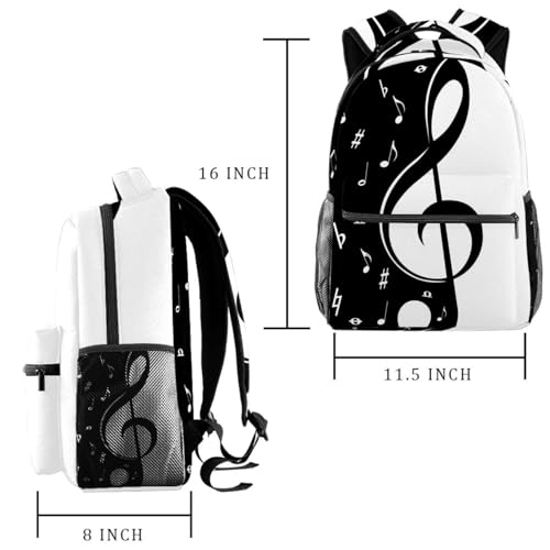 Sac à dos d'école anti-fatigue à motif notes de musique pour collège et lycée - 2