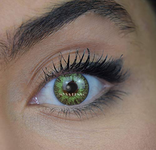 Mysa Lensu00ae Lente de contacto de color fantasía verde/Gemstoneu00a0u0096u00a0Green 3u00a0Ton sin Correction