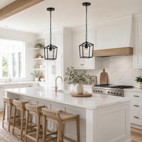 Image of Phaosio Black Pendant Lights Kitchen Island, Modern Farmhouse Light Fixture