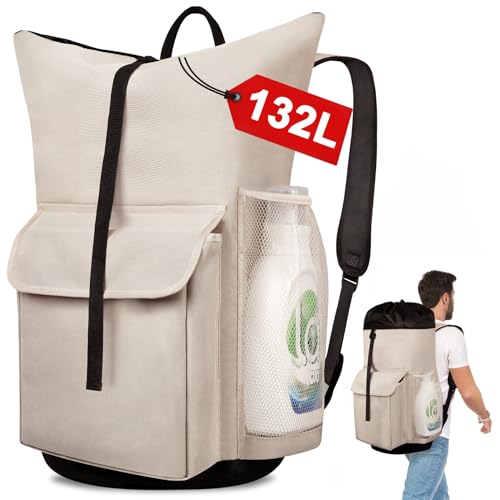 Grande zaino per la biancheria con spallacci con coulisse 105 l regolabile ed estensibile cesto portabiancheria con 4 tasche per dormitorio universitario borsone per viaggi lavanderia a gettone