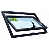 360° Rotating Aluminum Pivot Window, Clear Tempered Glass Basement Windows for Shed & Garage, Black Replacement Ventilation Window, Flush Mount Sliding Window Alternative(23x20in)