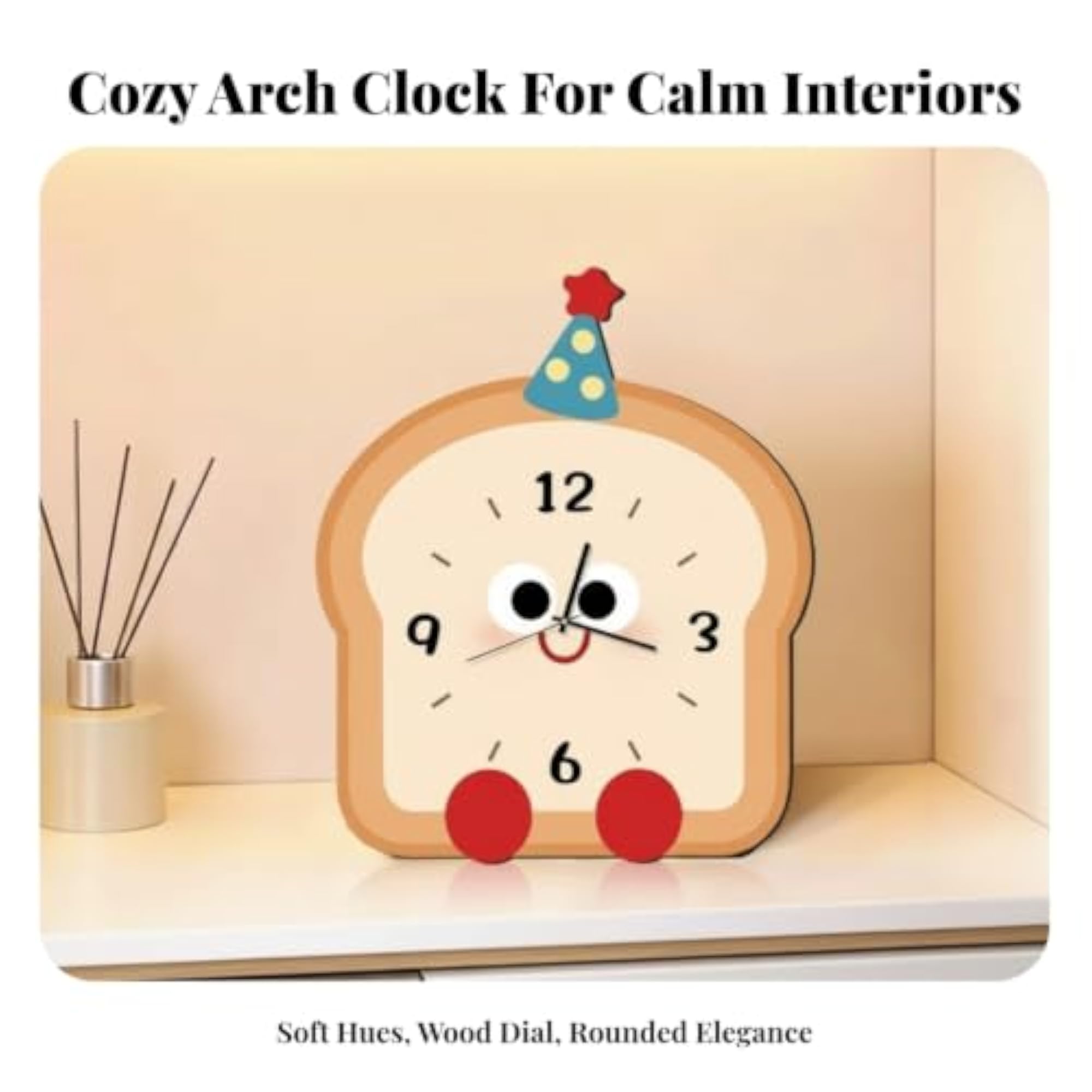 Decorative Toast Shaped Clock, Cute Cartoon Bread Clock for Desk