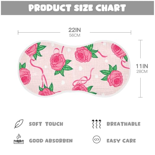 Baby Burp Cloths, Soft Absorbent Burping Cloths for Babies, Cotton Milk Spit Up Rags, Large Size for Newborns, Baby Boys and Girls (Floral Ribbon Print)4