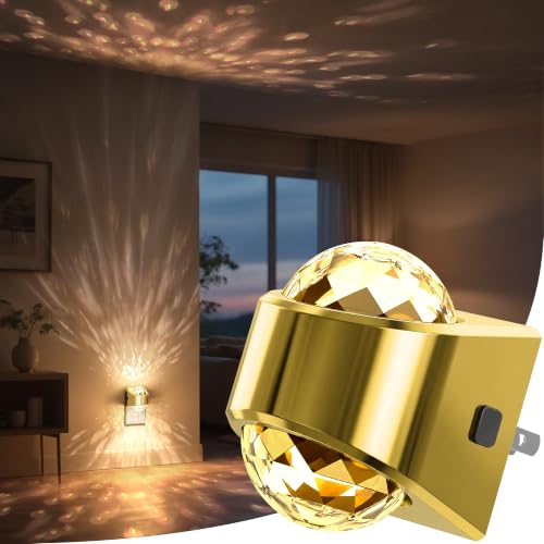 Image of Briignite Night Light, Gold Night Lights Plug into Wall, LED Projector Night Light, Soft White for Bedroom, Dimmable Brightness Dusk to Dawn Nightlight for Kids, Bathroom, Gaming Room, Home Decor