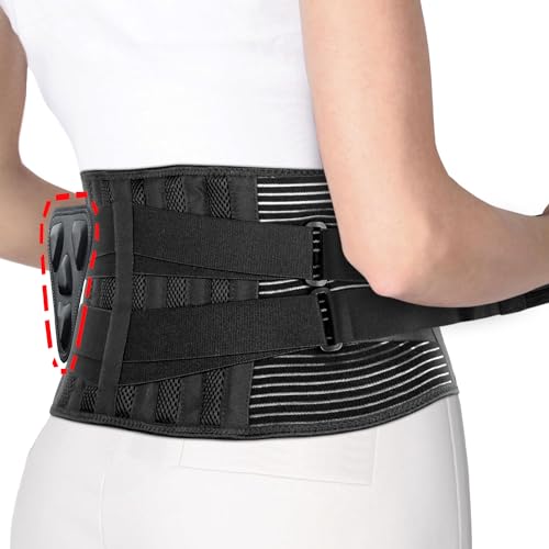 Back Brace for Lower Back Pain Relief Women & Man From Sciatica, Herniated Disc, Scoliosis, Breathable Back Support Belt With 4X Alternative Strips and Lumbar Pad for Home & Lifting at Work (Large)