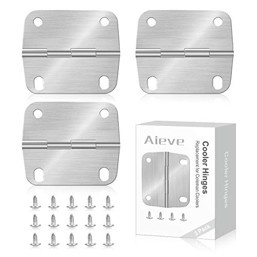AIEVE 3 Pack Cooler Hinges Compatible with Coleman Cooler Hinges Replacement, Stainless Steel Cooler Replacement Hinges and Screws Set Replacement for Coleman Cooler Parts Cooler Replacement Parts