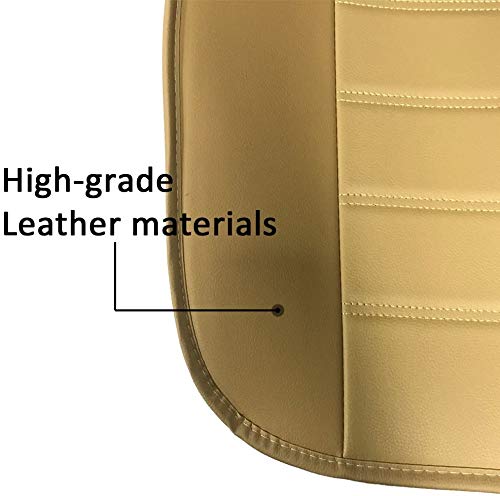Car Seat Cushion, 1Pc Edge Wrapping Car Interior Pu Leather Car Seat Cushions Protector Front Car Seat Covers, Single Seat Cushion Cover Pad Mat For Auto Four-Door Sedan & Suv Driver Seat(Beige) #TOP3