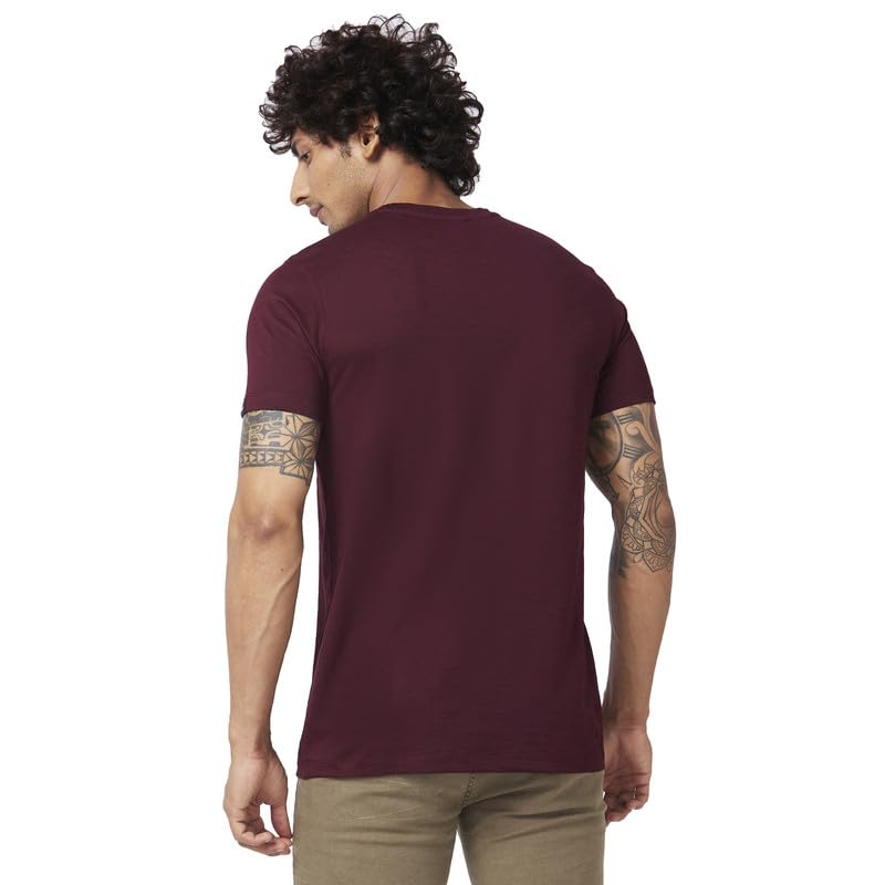Image of Spykar Men's Slim Fit Round Neck Half Sleeve Printed Casual T-Shirt