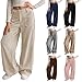Girls Wide Leg Corduroy Pants Fashion Pull On High Waist Straight Leg School Pants Streetwear Trousers for Kids 5-14Years Khaki