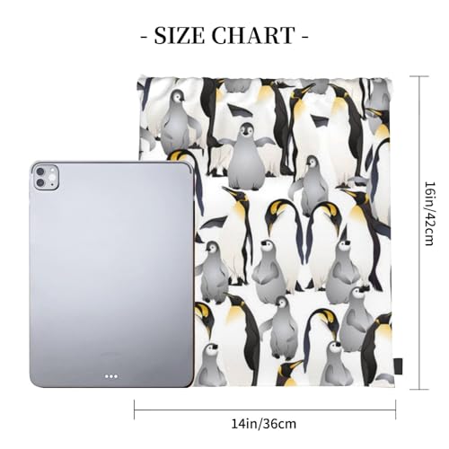 Cute Penguin Drawstring Bag, Funny Animal Gym Bag Sackpack Sports Beach Backpack for Men Women4