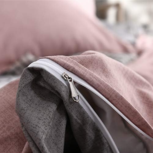 JQWUPUP Solid Color Duvet Cover Set Twin, 3 Pcs Microfiber Bedding Set for Toddler Teens Kids Adult Girls Women, Lightweight Durable Reversible (Twin, Pink & Grey) 7 41TZKT+GDLL. AC