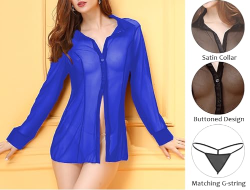 Image of Xs and Os Women's Sheer Mesh Shirt Babydoll Lingerie
