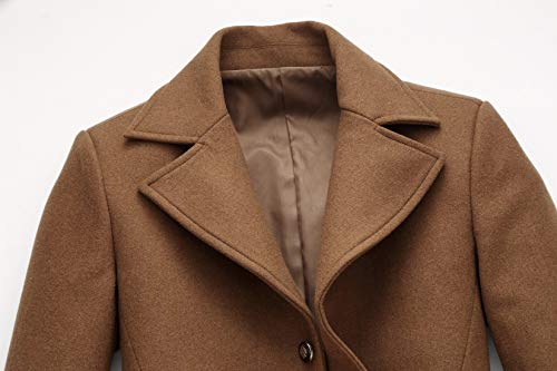 Image of chouyatou Men's Classic Notched Collar Double Breasted Wool Blend Pea Coat