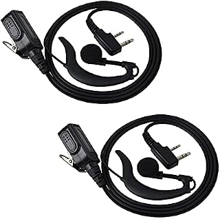 UAYESOK G Shape Two Way Radio Earpiece Serveillance Radio Headset Inline PTT Mic Microphone for Kenwood 2 Pin TK-3501 Baofeng UV-5R 888S UV-82 Puxing Retevis Wouxun (2 PCS)