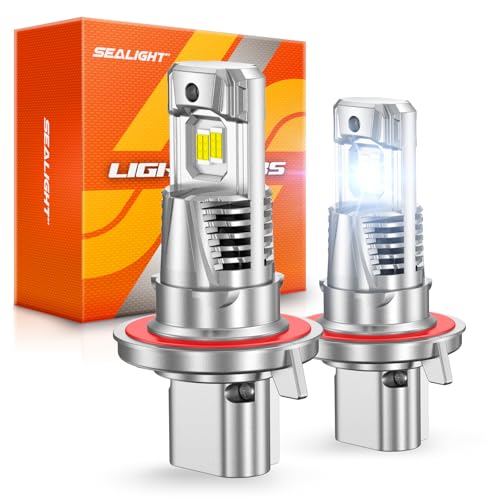Image of SEALIGHT H13 /9008 LED Light Bulb, 9X Brighter than Stock Bulbs, 1:1 Real Size 9008 Light, 6500K Cool White with Fan, Pack of 2