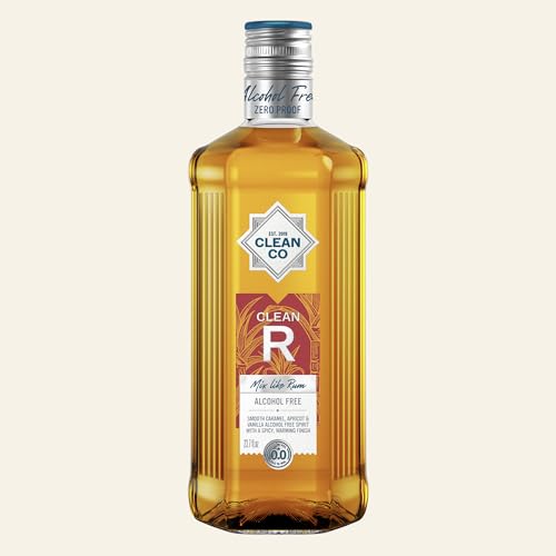CleanCo Clean R Alcohol-Free Spiced Rum Alternative | Award-Winning Zero Proof Spirits | Sugar Free Low Calorie No Sweeteners | Vegan & Gluten-Free | Alcohol Free Cocktails | 23.7fl oz (700ml)