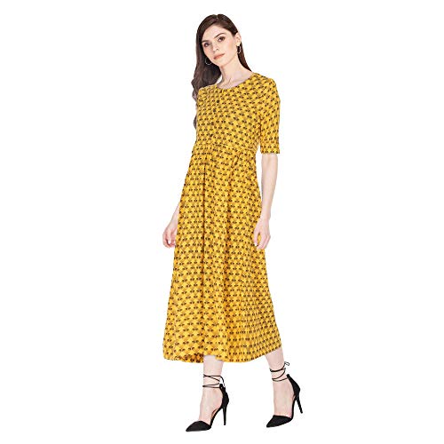 Image of Haute Curry by Shoppers Stop Womens Round Neck Printed Kurta