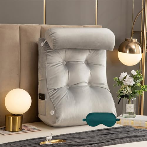 Confort Almohada de Lectura terapéutica Cojín de Soporte Lumbar Almohada de Lectura para la Cama Funda Lavable Soporte de Brazo Resistente Ideal como Respaldo para Libros o Juegos